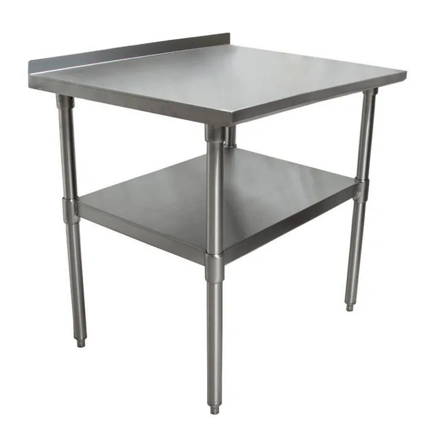 BK Resources SVTR-2424 — Riser-Top Work Table with Undershelf, 24"W x 24"D x 37.5"H, 18-ga stainless steel