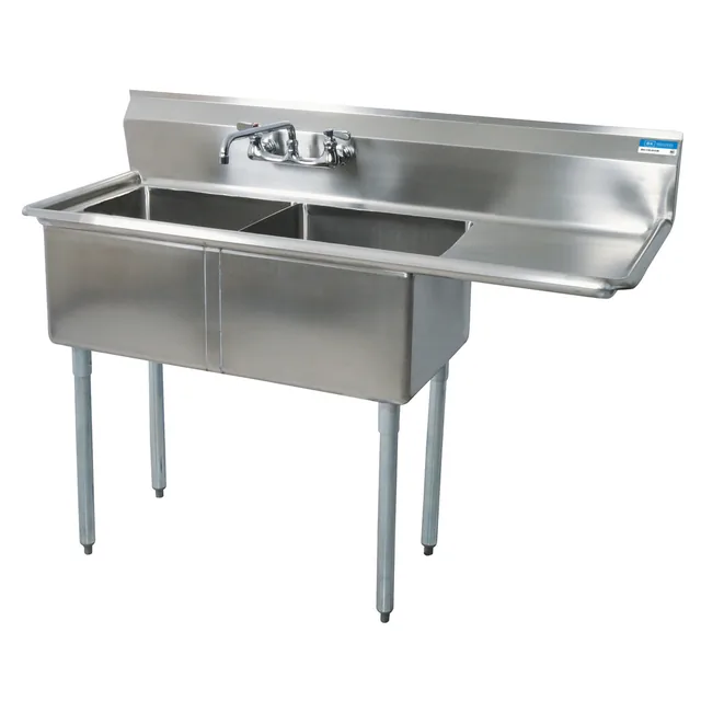 BK Resources BKS-2-18-12-18R — 2-Compartment Sink, 18"W x 18"D, stainless steel