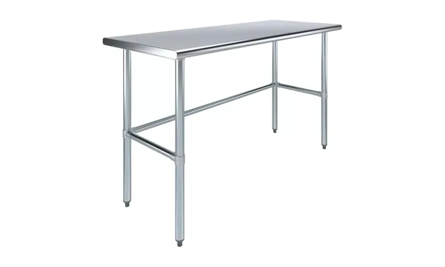 AmGood AMGWT-2460-RCB — Work Table with Open Base, 60"W x 24"D, 18-ga 430 stainless steel