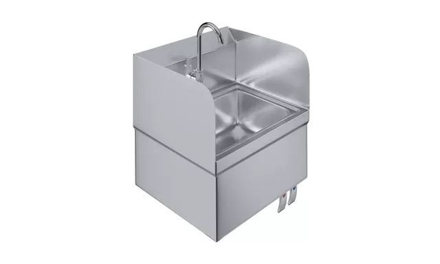 AmGood AMGSINKHS-17KVSS — Wall-Mount Hand Sink, 15"W x 15.25"D, 20-ga 304 stainless, knee valve, side splashes