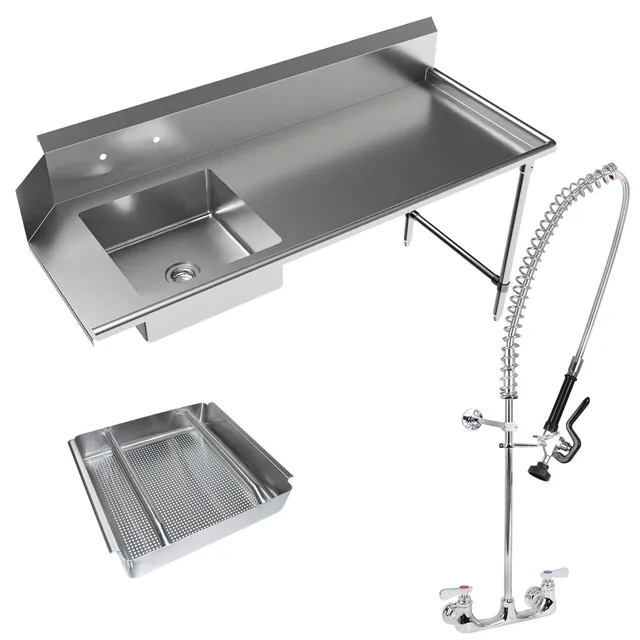 BK Resources BKSDT-72-L-SS-P3-G — Dish Table, 72"W x 30.38"D x 46.25"H, 18-ga
