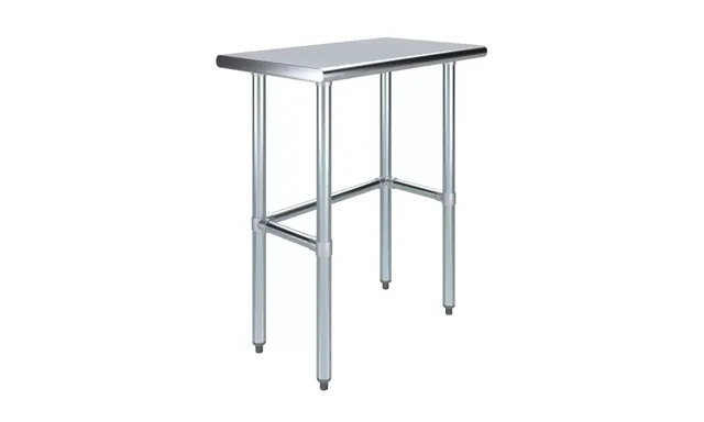 AmGood AMGWT-1830-RCB — Work Table with Open Base, 30"W x 18"D, 18-ga 430 stainless steel