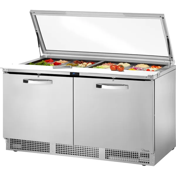 True TFP-64-24M-FGLID~SPEC3 — Sandwich / Prep Table with 2 Doors, 64.12"W x 32.25"D