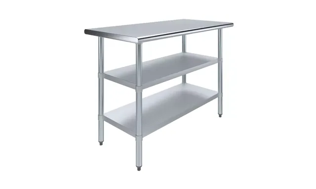 AmGood AMGWT-2448-2SH — Work Table, 48"W x 24"D, 18-ga 430 stainless steel