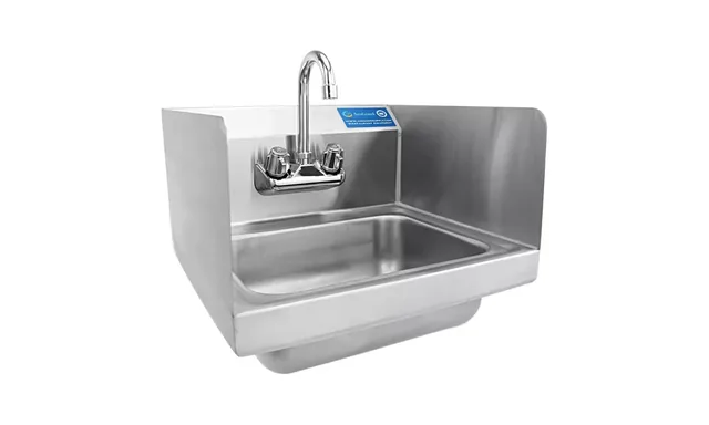 AmGood AMGSINKHS-12SS — Wall-Mount Hand Sink, 16"W x 16"D, 20-ga 304 stainless, side splashes