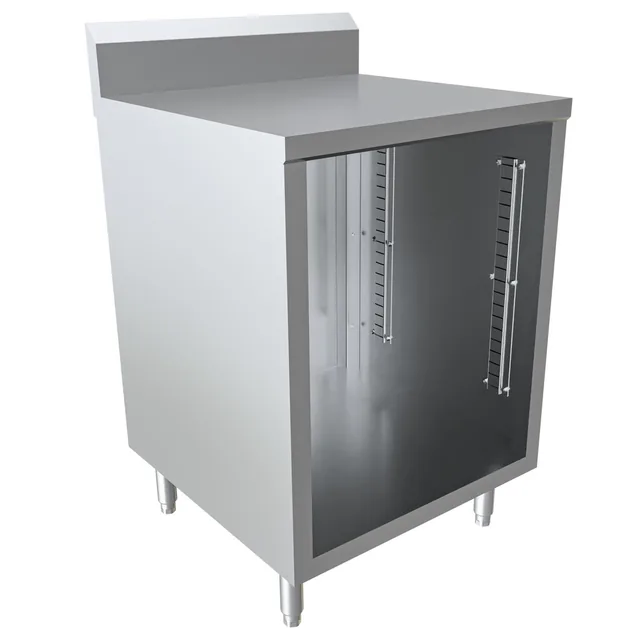 BK Resources CSTR5-2424 — Cabinet-Base Work Table, 24"W x 24"D, 14-ga 304 stainless with backsplash