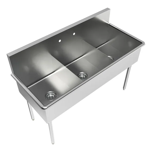 BK Resources BK8BS-3-1821-12 — 3-Compartment Sink, 18"x21" bowls, 18-ga 430 stainless