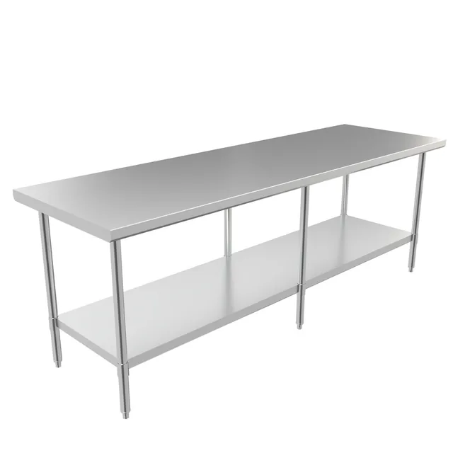 BK Resources CVT-9630 — Work Table with Open Base, 96"W x 30"D x 34.75"H, 16-ga 304 stainless steel