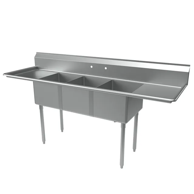 BK Resources ES-3-1620-12-18T — 3-Compartment Sink, 84"W x 25.81"D x 43.75"H, stainless steel