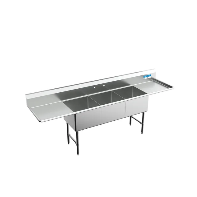 BK Resources BKS-3-20-14-24TS — 3-Compartment Sink, 20"W x 20"D, stainless steel