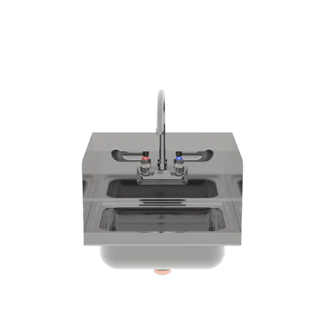 Atosa SH17SD — Wall-Mount Hand Sink, 17"W x 15.38"D, 20-ga 304 stainless, wrist blade, side splashes