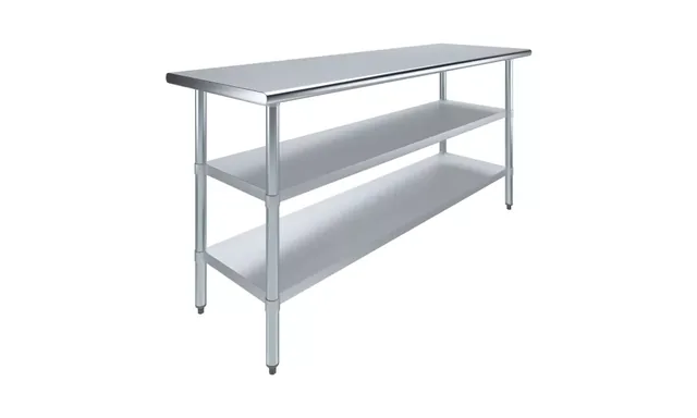 AmGood AMGWT-2472-2SH — Work Table, 72"W x 24"D, 18-ga 430 stainless steel