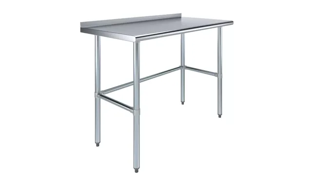 AmGood AMGWT-2448-BS-RCB — Work Table with Backsplash, 18-ga 430 stainless steel