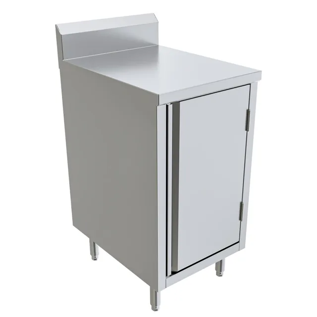 BK Resources CSTR5-2418H — Cabinet-Base Work Table, 24"W x 18"D, 14-ga 304 stainless with backsplash