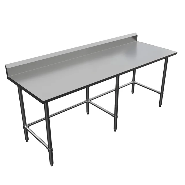 BK Resources CVTR5OB-8430 — Riser-Top Work Table with Open Base, 84"W x 30"D x 39.75"H, 16-ga stainless steel