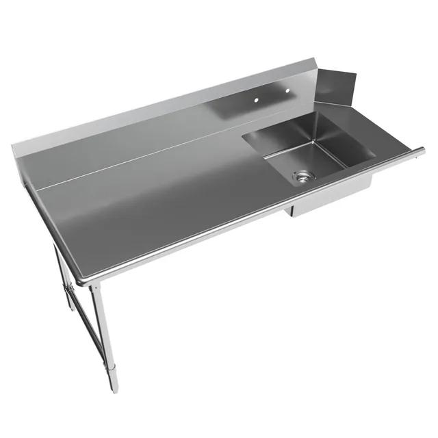 BK Resources BKSDT-72-L-SS — Dish Table, 72"W x 30.38"D x 46.25"H, 18-ga 304 stainless steel