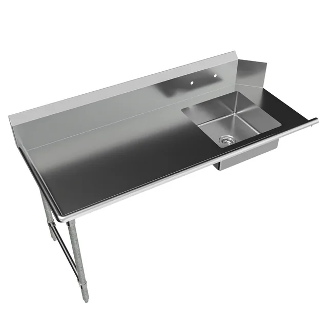 BK Resources BKSDT-72-L — Dish Table, 72"W x 30.38"D x 46.25"H, 18-ga 304 stainless steel