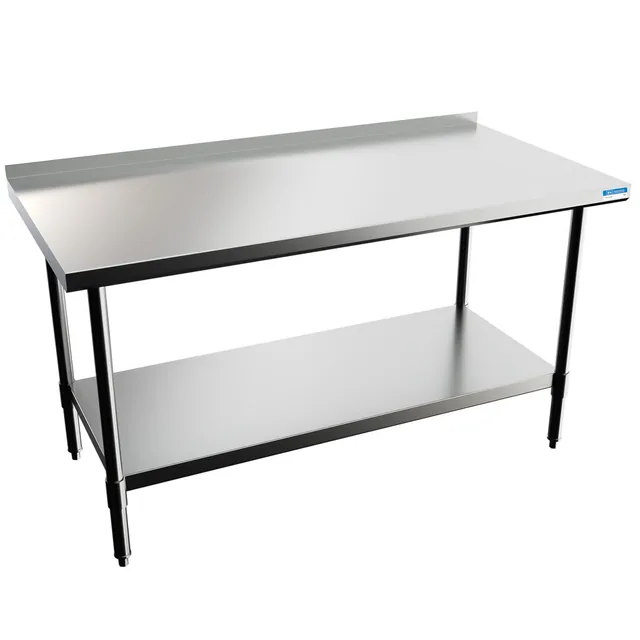BK Resources VTTR-6030 — Riser-Top Work Table, 60"W x 30"D x 37.5"H, 18-ga stainless steel