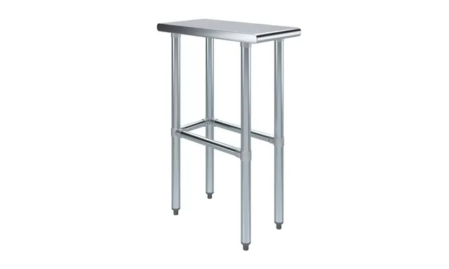 AmGood AMGWT-2412-RCB — Open-Base Work Table, 12"W x 24"D, 18-ga 430 stainless