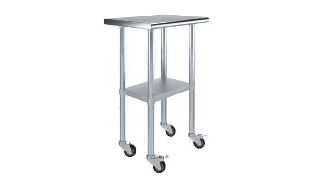 AmGood AMGWT-1824-WHEELS — Work Table with Casters, 24"W x 18"D, 18-ga 430 stainless steel