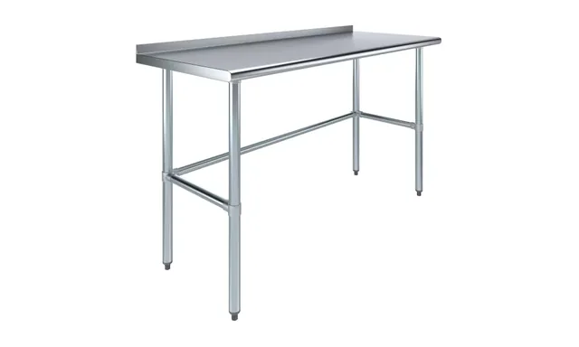 AmGood AMGWT-2460-BS-RCB — Work Table with Backsplash, 18-ga 430 stainless steel