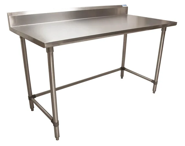 BK Resources VTTR5OB-6024 — Riser-Top Work Table with Open Base, 60"W x 24"D x 34.75"H, 18-ga stainless steel
