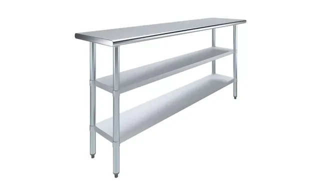 AmGood AMGWT-1872-2SH — Work Table, 72"W x 18"D, 18-ga 430 stainless steel