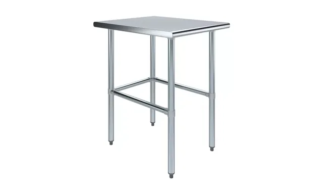 AmGood AMGWT-3024-RCB — Work Table with Open Base, 24"W x 30"D, 18-ga 430 stainless steel