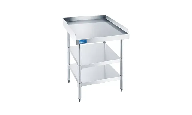 AmGood AMGES-2424-2SH+35inch — Undershelf Work Table, 24"W x 24"D, 18-ga 430 stainless with backsplash