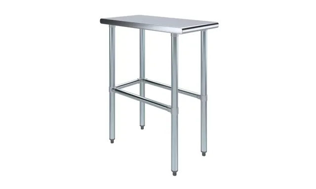 AmGood AMGWT-3015-RCB — Open-Base Work Table, 15"W x 30"D, 18-ga 430 stainless