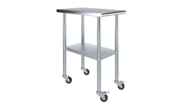 AmGood AMGWT-3018-WHEELS — Work Table with Casters, 18"W x 30"D, 18-ga 430 stainless steel