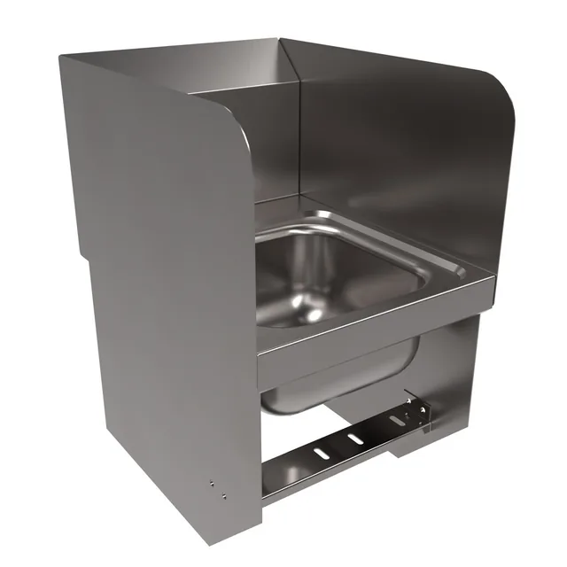 BK Resources BKHS-D-SS-1-SS-BKK — Wall-Mount Hand Sink, 20-ga 304 stainless, knee valve, side splashes