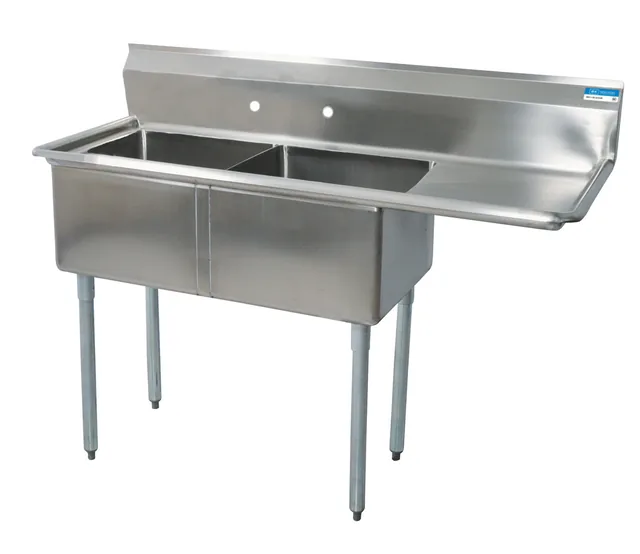 BK Resources BKS-2-24-14-24R — 2-Compartment Sink, 24"W x 24"D, stainless steel