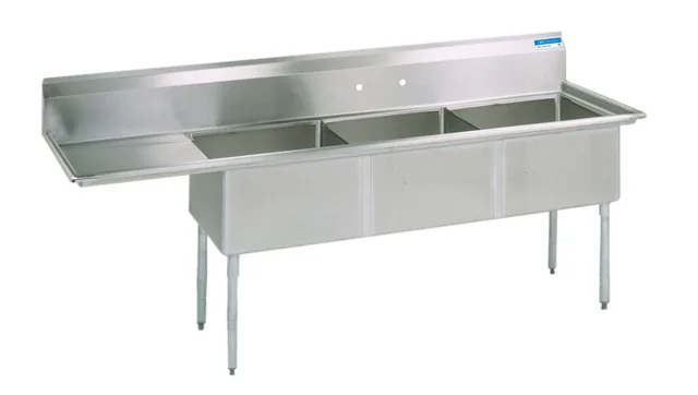 BK Resources BKS-3-18-12-18L — 3-Compartment Sink, 18"W x 18"D, stainless steel