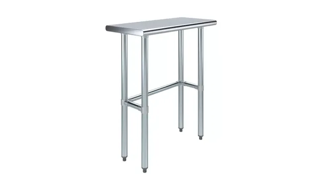 AmGood AMGWT-1430-RCB — Work Table with Open Base, 30"W x 14"D, 18-ga 430 stainless steel
