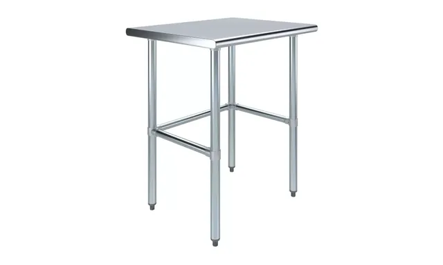 AmGood AMGWT-2430-RCB — Work Table with Open Base, 30"W x 24"D, 18-ga 430 stainless steel