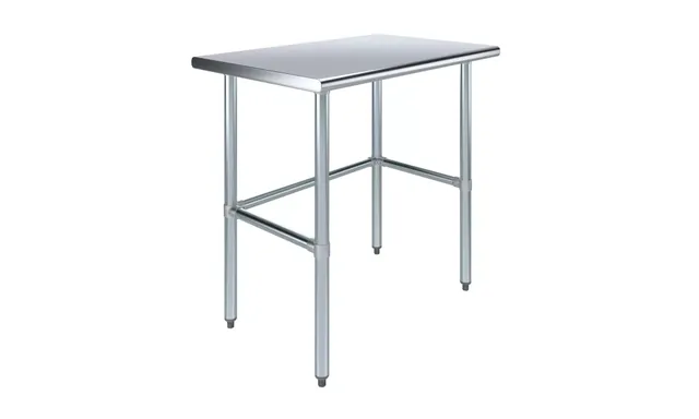 AmGood AMGWT-2436-RCB — Work Table with Open Base, 36"W x 24"D, 18-ga 430 stainless steel