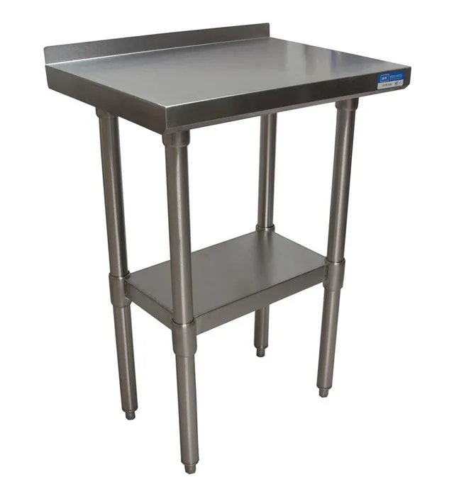 BK Resources SVTR-1824 — Undershelf Work Table, 24"W x 18"D, 18-ga 430 stainless with backsplash