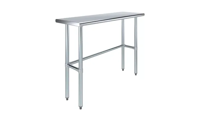 AmGood AMGWT-1648-RCB — Work Table with Open Base, 48"W x 16"D, 18-ga 430 stainless steel