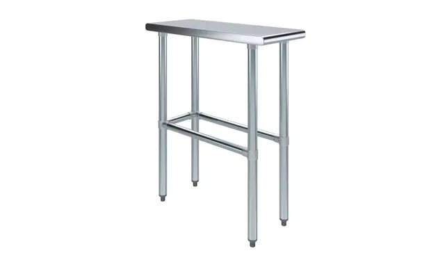 AmGood AMGWT-3012-RCB — Open-Base Work Table, 12"W x 30"D, 18-ga 430 stainless