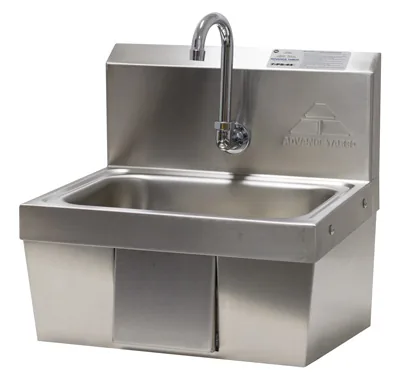 Advance Tabco 7-PS-44 — Wall-Mount Hand Sink, 14"W x 10"D, 18-ga 304 stainless, knee valve