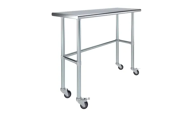 AmGood AMGWT-1848-RCB-WHEELS — Work Table with Casters, 18-ga 430 stainless steel