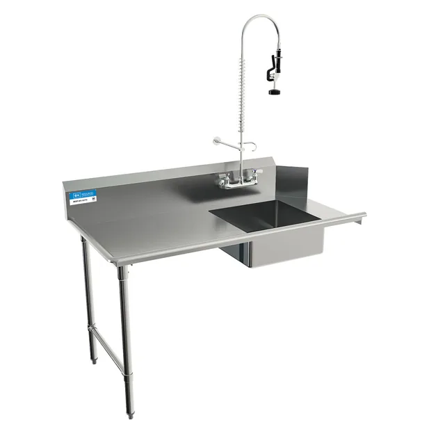 BK Resources BKSDT-60-L-SS-P-G — Dish Table, 60"W x 30.38"D x 46.25"H, 18-ga