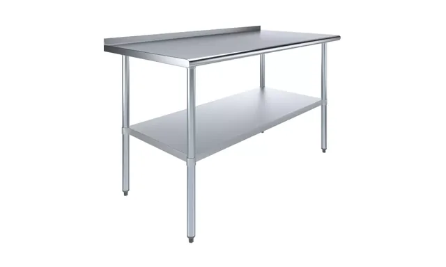 AmGood AMGWT-3060-BS — Work Table with Backsplash, 60"W x 30"D, 18-ga 430 stainless steel