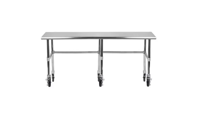 AmGood AMGWT-2484-RCB-WHEELS — Work Table with Casters, 18-ga 430 stainless steel