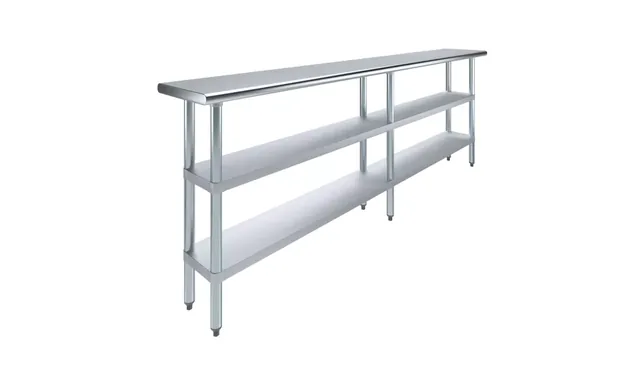 AmGood AMGWT-1496-2SH — Work Table, 96"W x 14"D, 18-ga 430 stainless steel