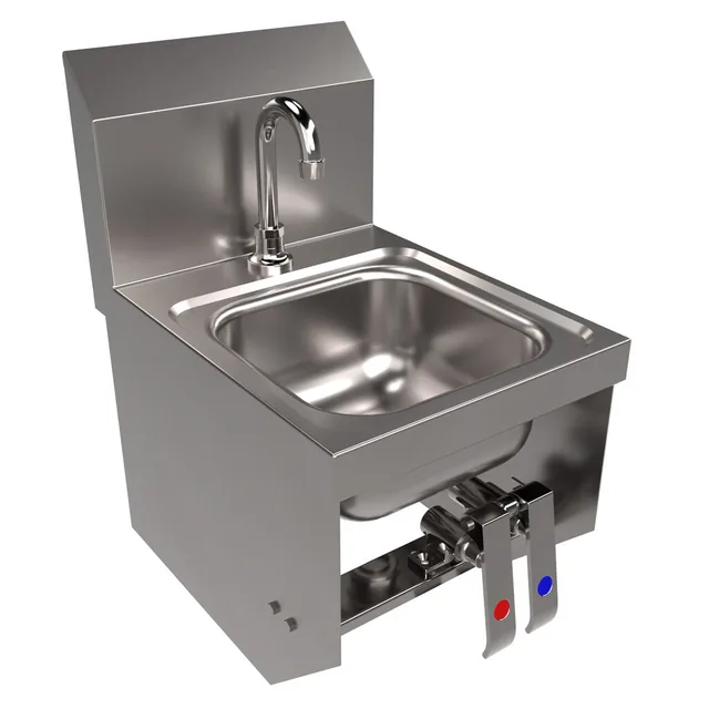 BK Resources BKHS-D-SS-1-BKK-PG — Wall-Mount Hand Sink, 20-ga 304 stainless, knee valve