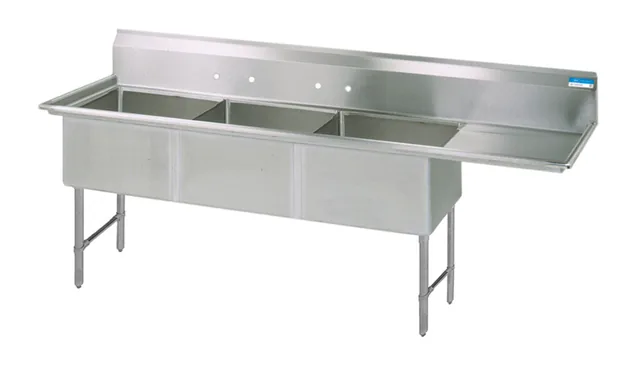 BK Resources BKS6-3-24-14-24RS — 3-Compartment Sink, 24"W x 24"D, stainless steel