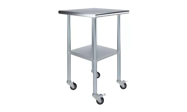 AmGood AMGWT-2424-WHEELS — Work Table with Casters, 24"W x 24"D, 18-ga 430 stainless steel
