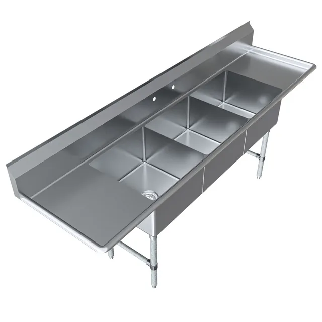 BK Resources BKS-3-20-12-18T — 3-Compartment Sink, 20"W x 20"D, stainless steel